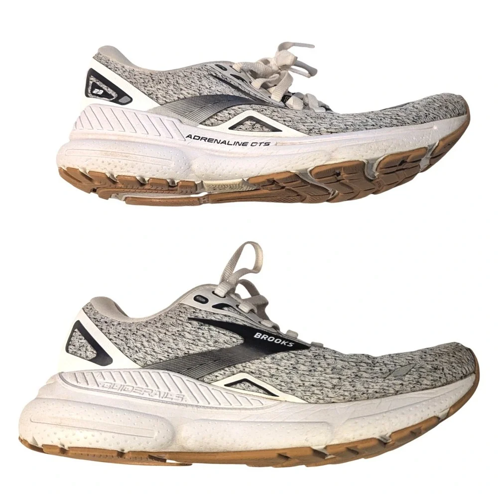 Brooks Adrenaline GTS 23 Grey White Running Shoes 1203811B112 Womens 7.5 Medium